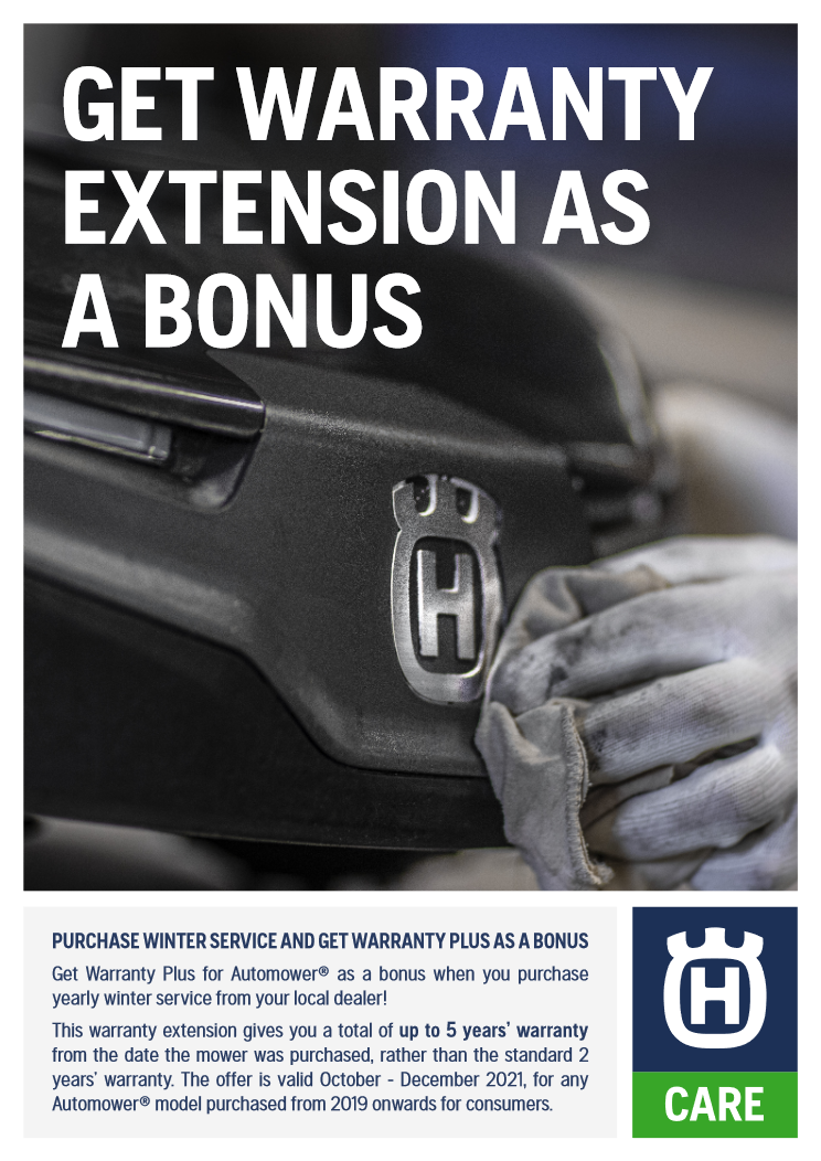 Free warranty extension for Husqvarna Automower® Free warranty extension for Husqvarna Automower®