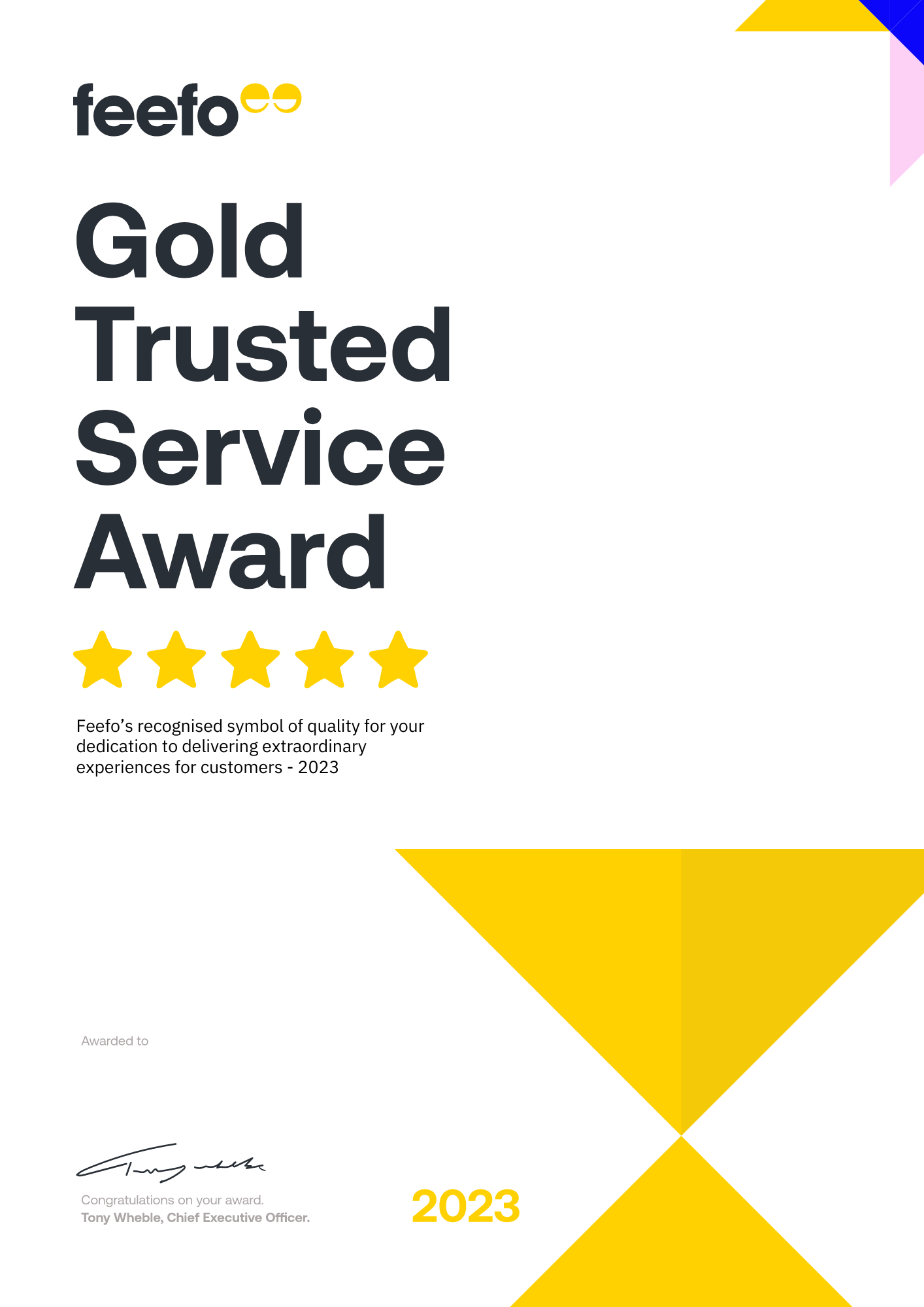 Balmers GM receives Feefo Gold Trusted Service Award 2023 Balmers GM receives Feefo Gold Trusted Service Award 2023