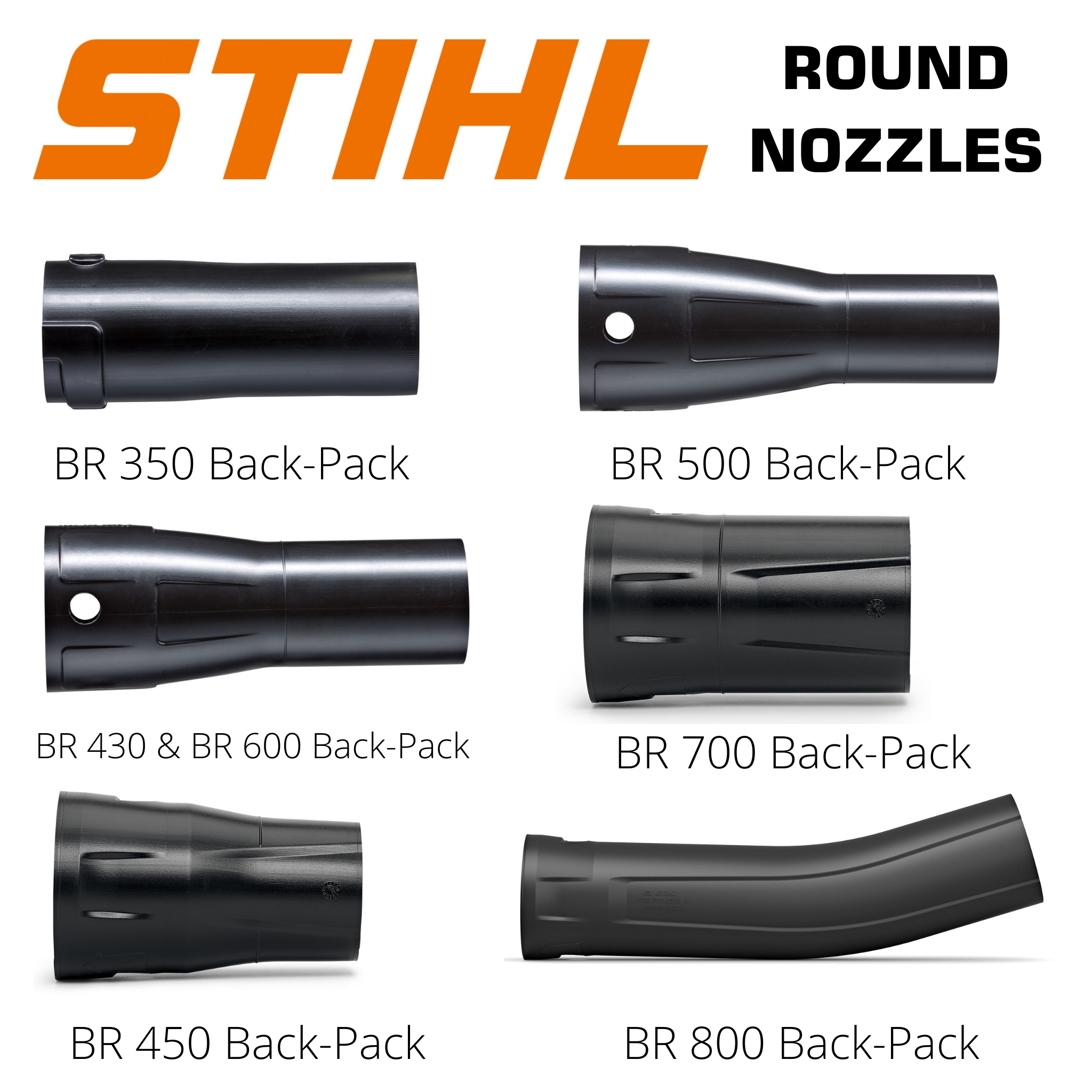 Round nozzles for Stihl leaf blowers