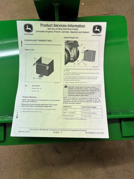 John Deere Weight Box BM20715